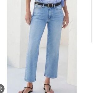 AYR The Easy Easy Jeans 32 Light Wash Cropped Straight Raw Hem